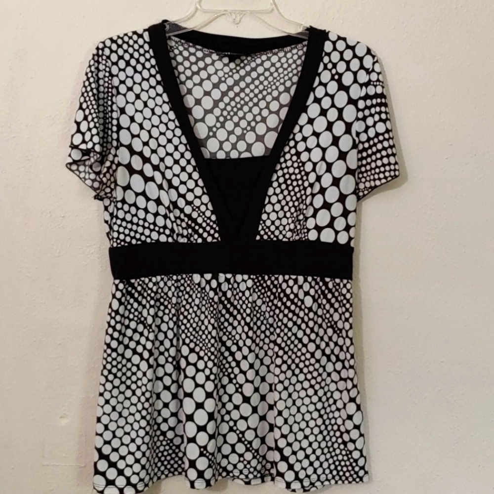AB Studio Black and White Polka Dot Blouse